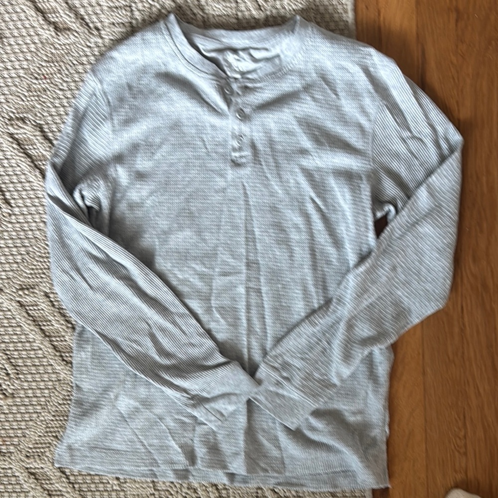 Gray Long Sleeve Henley Shirt